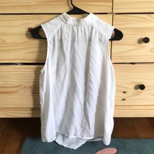 Anthropologie White Mock-Neck Sleeveless Blouse